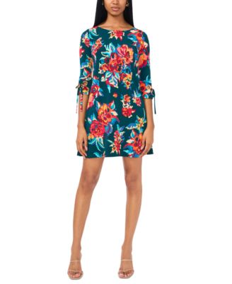 MSK Petite Floral Print 3 4 Sleeve Shift Dress Macy s