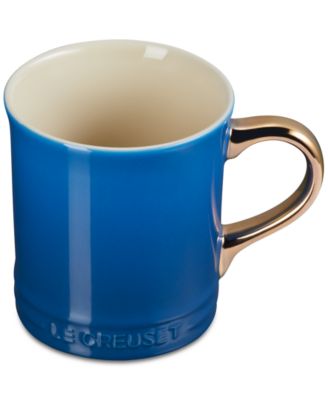 Stoneware Mug with Gold Metallic Handle, 14 oz.