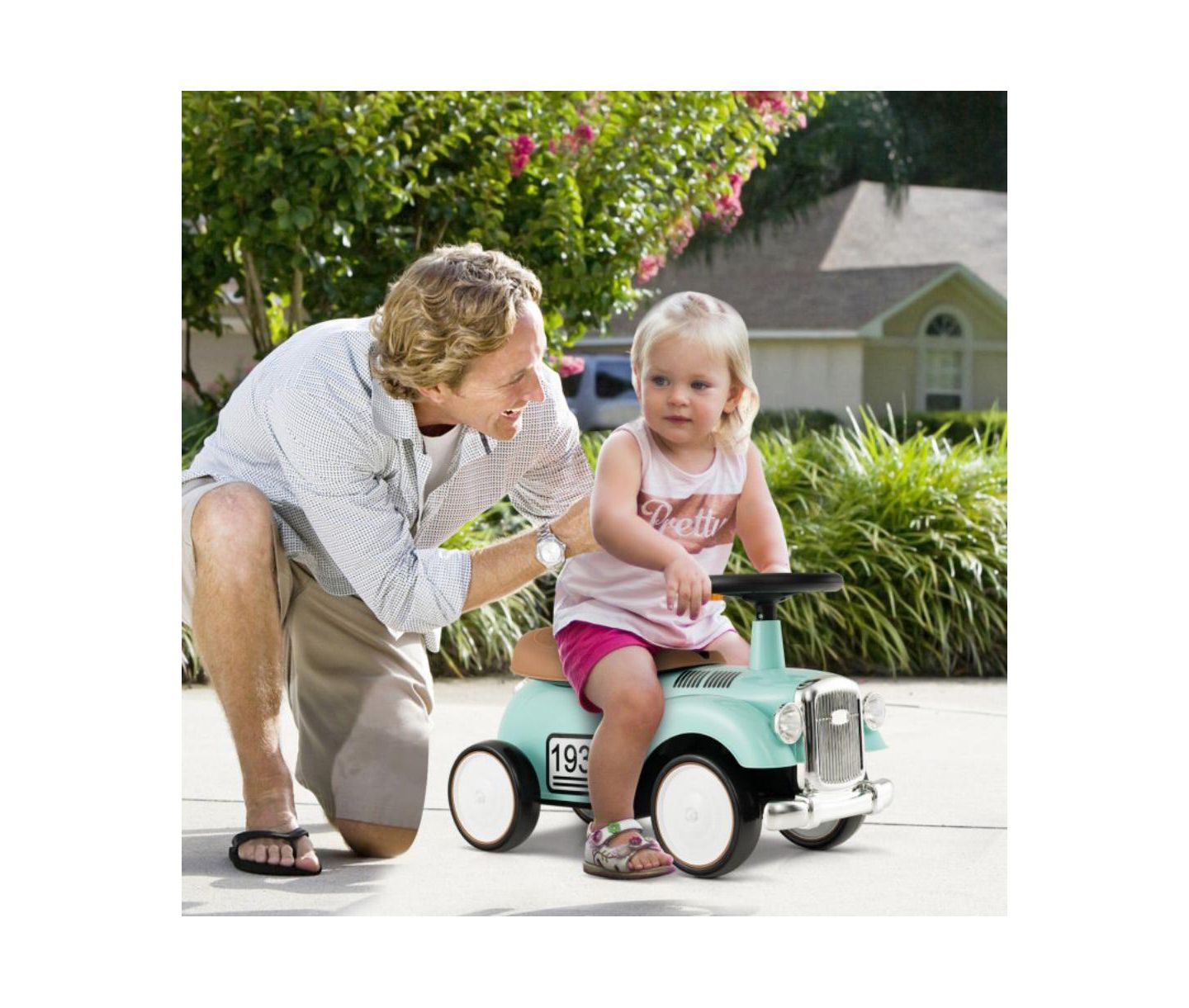 Детская игрушка VEBREDA Sit-to-Stand Vehicle with Working Steering Wheel and Under-Seat Storage, 23"L x 10.5"W x 13.5"H, Ages 12-36 Months, цвет: Зелёный — фото 2