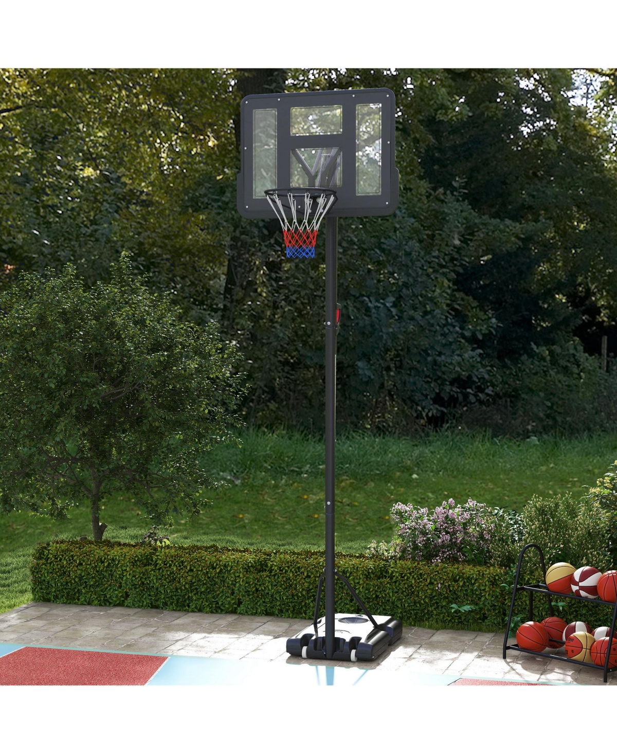 Streamdale Furniture Adjustable Basketball Goal: 7.7-10' Height, Backboard, Wheels, Base, All Ages