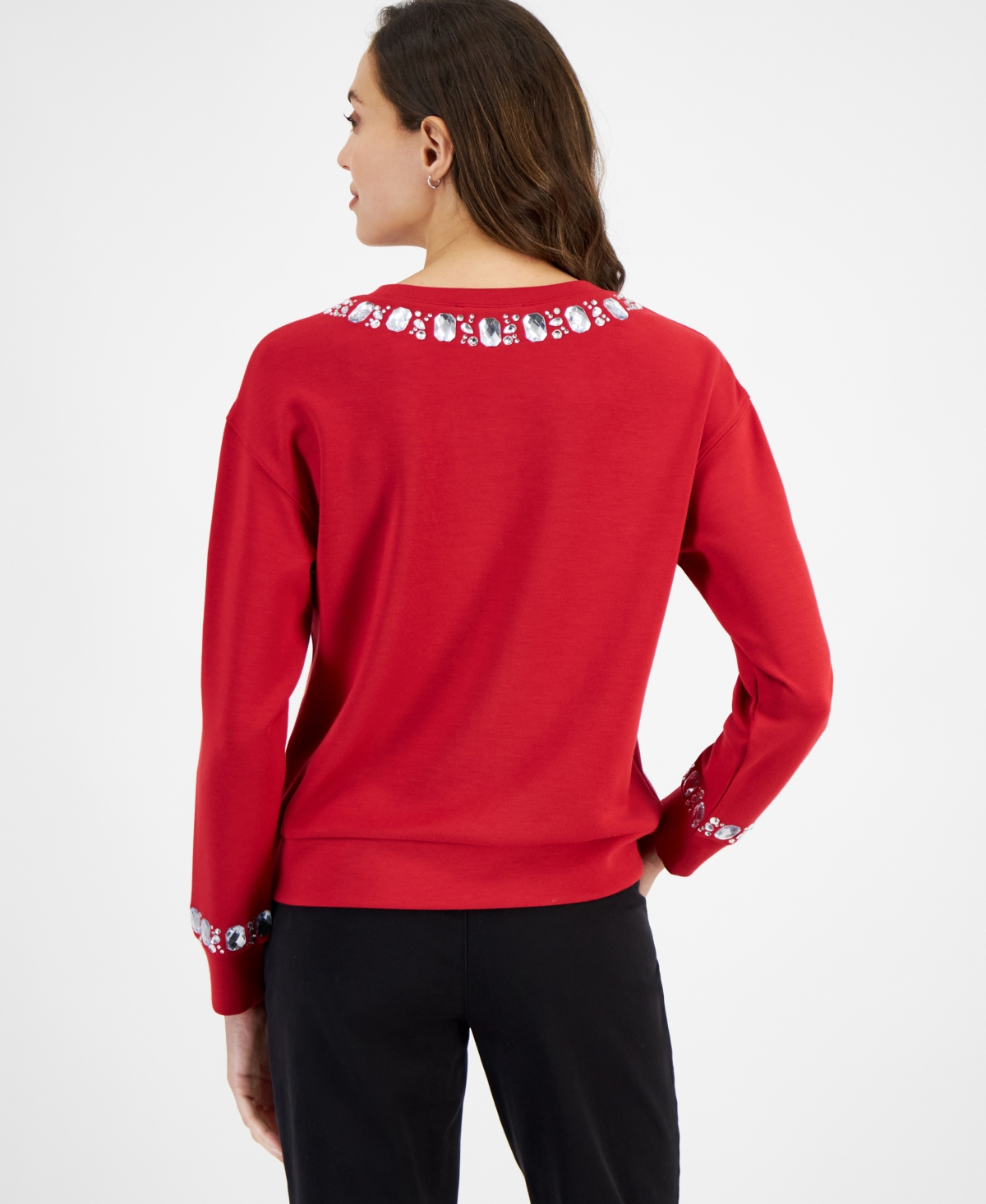 Tommy Hilfiger Women's Rhinestone-Embellished Long Sleeve Top