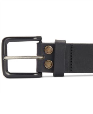 Men's Double Rivet Leather Belt with Tonal Buckle