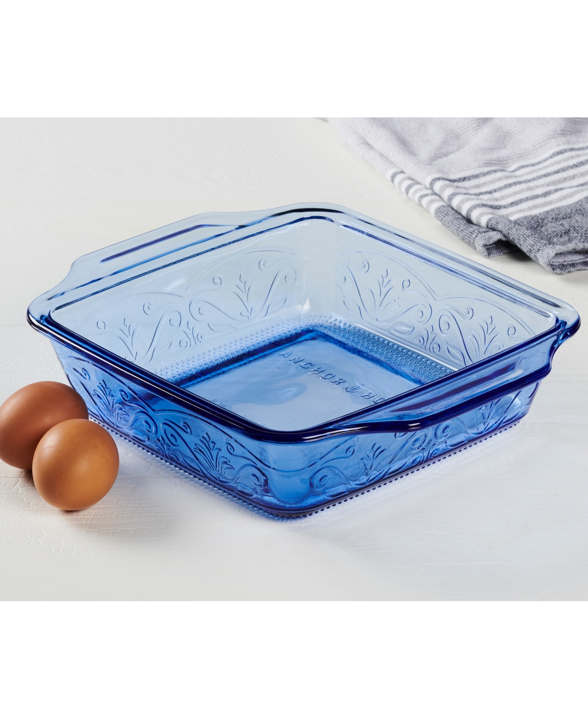Anchor Hocking 8" Laurel Embossed Baking Dish In Blue
