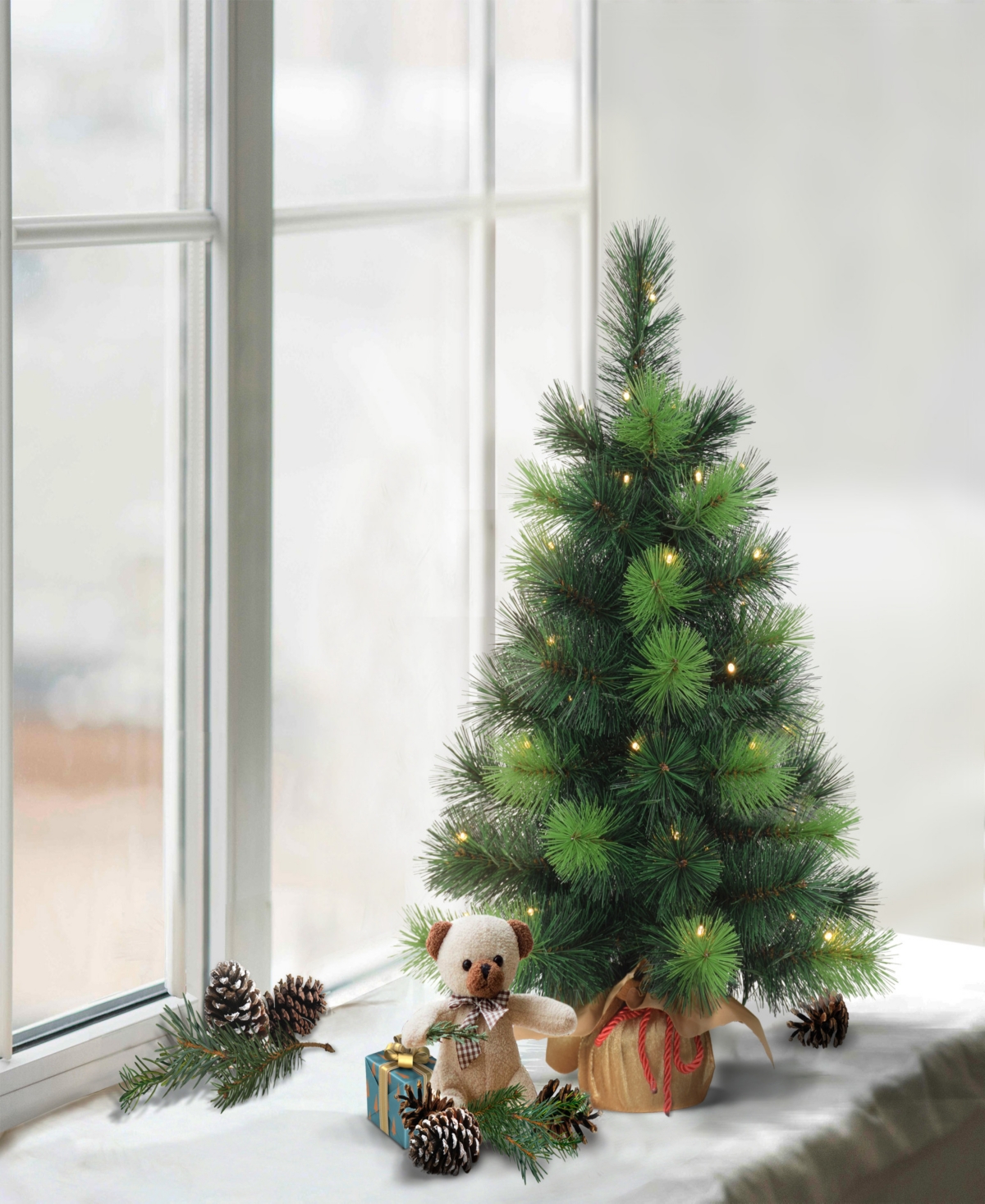 Puleo Pre-Lit Table Top Artificial Tree 2 Inch
