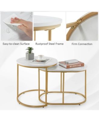 Modern Nesting Coffee Table Set of 2-White