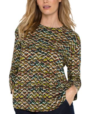 Liverpool Los Angeles - Women's 3/4-Sleeve Zigazag-Print Top