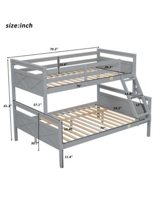 Streamdale Twin/Full Bunk Bed with Guardrail, Gray