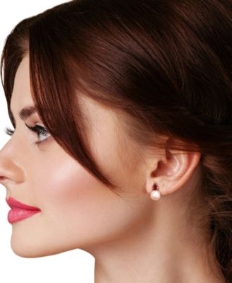 Коллекция колье и сережек-гвоздиков с культивированным пресноводным жемчугом (8-1/2 мм) и натуральным камнем из стерлингового серебра с позолотой 18 карат, серебра с покрытием из розового золота 18 карат или стерлингового серебра 925 пробы