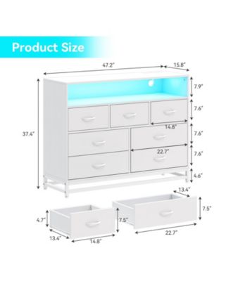 Modern 7-Drawer Dresser with Charging Station, LED Lights, and Large Storage for Bedroom or Hallway