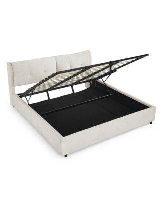 Streamdale King Size Upholstered Platform Bed with Headboard and Hydraulic Lift