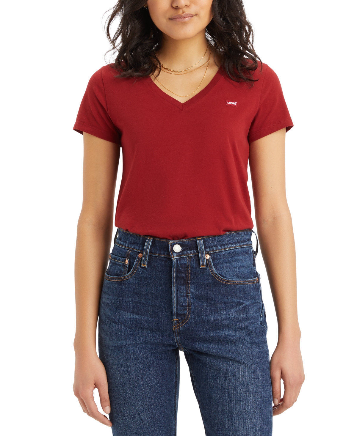 Levi's Women's Perfect Cotton V-Neck Short-Sleeve T-Shirt - Sun-dried