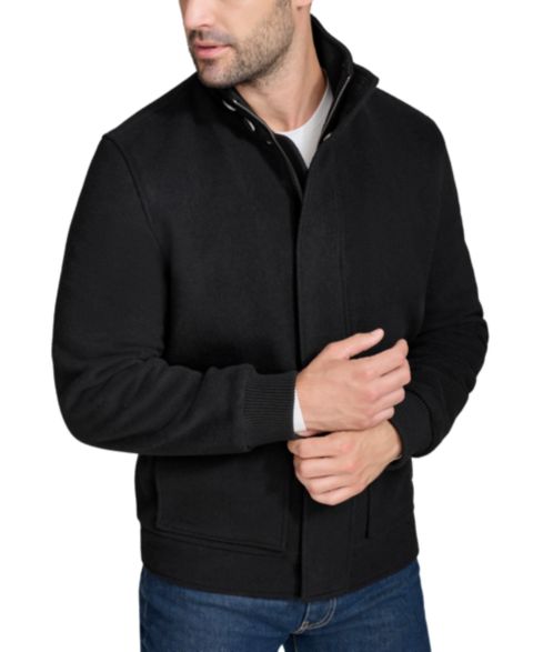 Мужская куртка Cole Haan Stand Collar Bomber, цвет: Чёрный