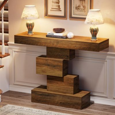 Farmhouse Console Table, 42.5-Inch Narrow Wood Sofa Table Behind Couch, Industrial Entryway Accent Table