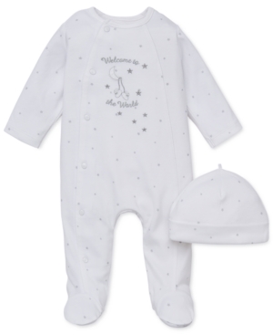 Little Me Baby Boys & Girls Welcome To The World Footed Coverall & Hat Set