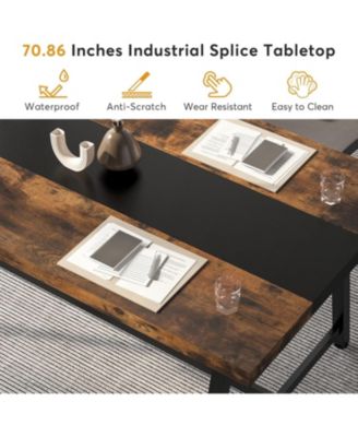 Dining Table for 8 People, 70.87-inch Rectangular Wood Kitchen Table with Strong Metal Frame, Industrial Large Long Dining Room Table