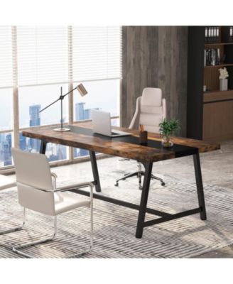 Dining Table for 8 People, 70.87-inch Rectangular Wood Kitchen Table with Strong Metal Frame, Industrial Large Long Dining Room Table