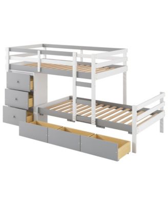 Twin Over Twin Loft Bunk Bed With Drawers And Ladder