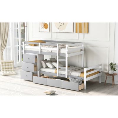 Twin Over Twin Loft Bunk Bed With Drawers And Ladder