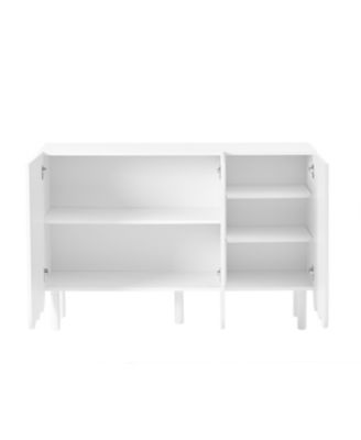Simplie Fun Black Cream Style Minimalist Shoe Cabinet with Wave Doors