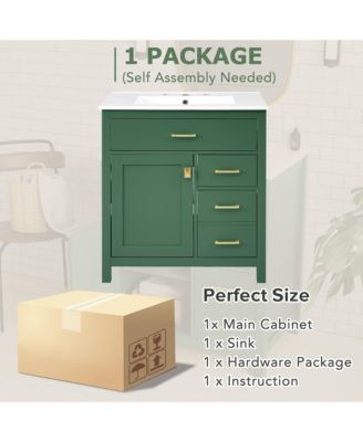 30-Inch Blue Bathroom Vanity with Sink and Storage