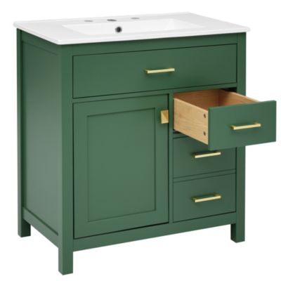 30-Inch Blue Bathroom Vanity with Sink and Storage
