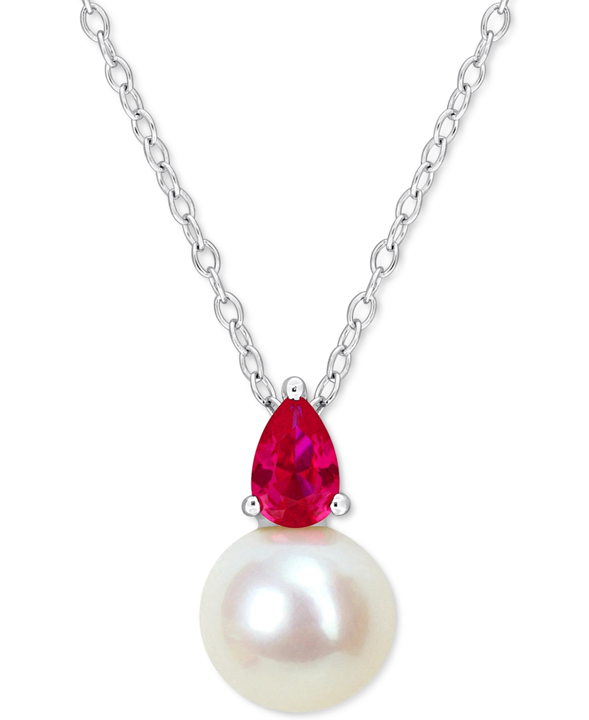 MACY'S CULTURED FRESHWATER PEARL (8-1/2MM) BIRTHSTONE 18" PENDANT NECKLACE IN 18K GOLD-PLATED STERLING SILV 