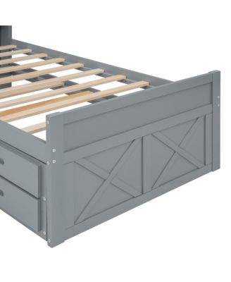 Streamdale Twin Bed with Storage Headboard and Trundle