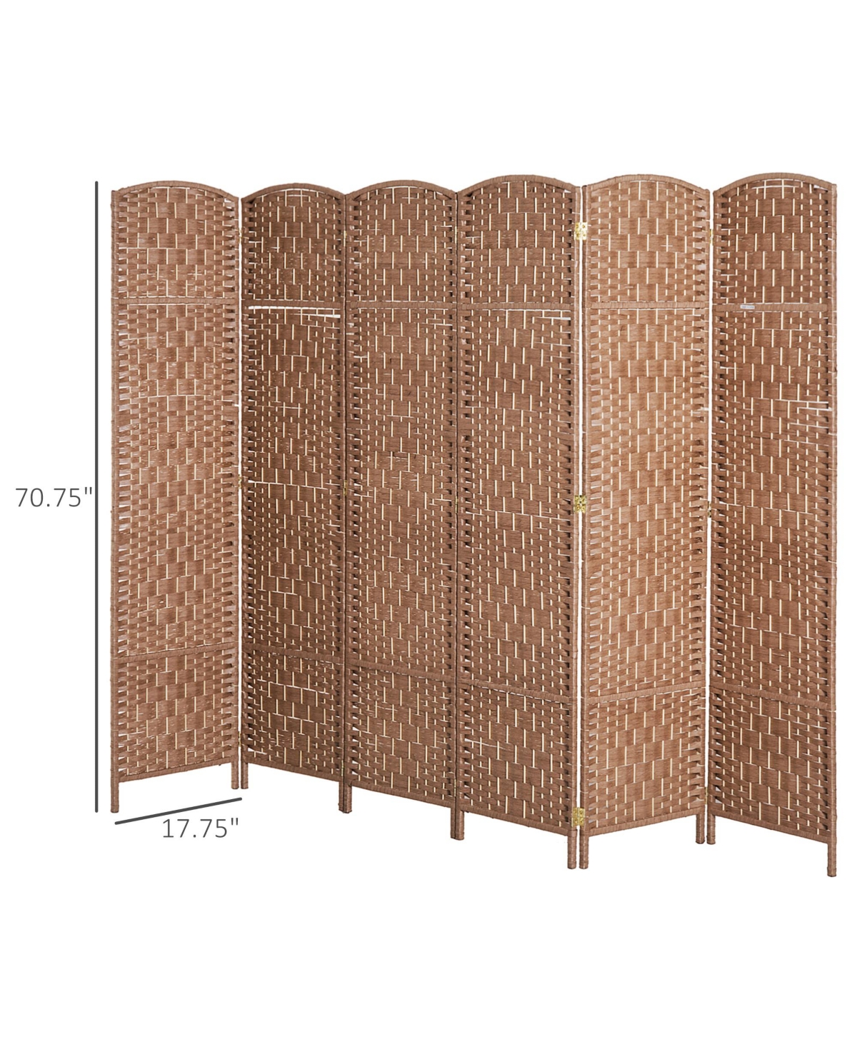 Streamdale Furniture 6' Tall Wicker Weave 6 Panel Room Divider Privacy Screen -- Natural