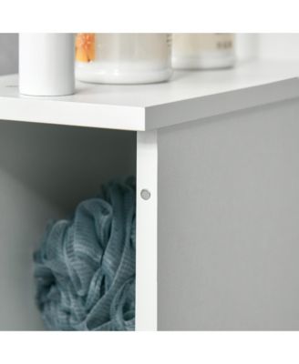 Tall Bathroom Storage Cabinet with Open Shelves and Doors