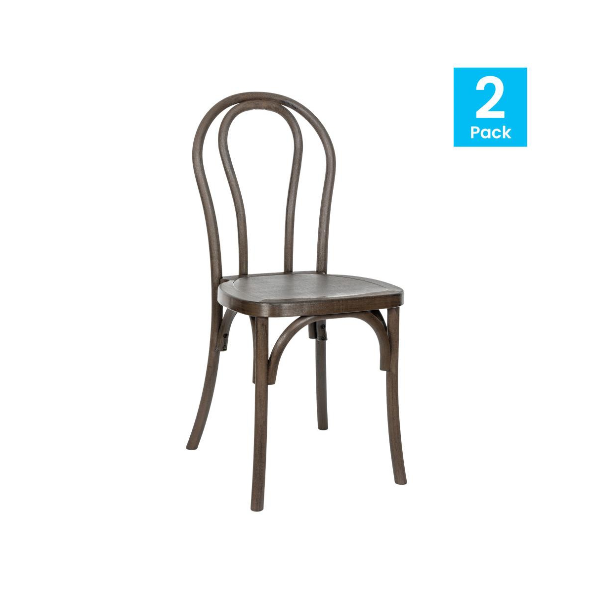 Emma+Oliver Hensler Set Of 2 Weather-Resistant Wood Look Resin Thonet Chairs For Indoor/Outdoor Use