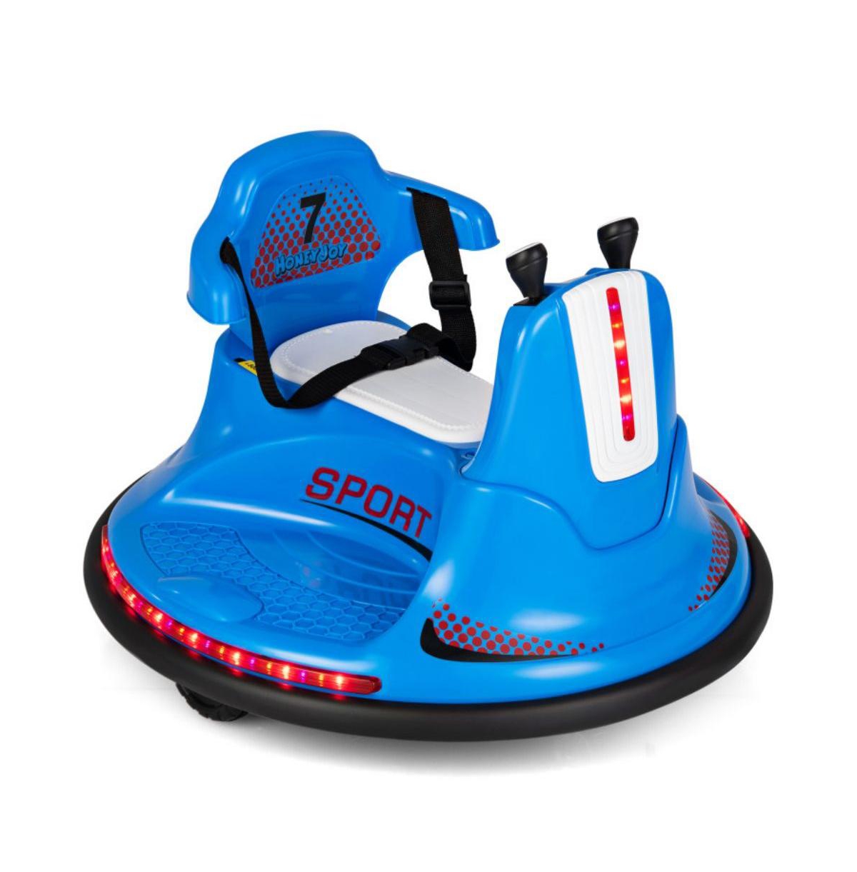 Vebreda 6V Bumper Car for Kids Toddlers Electric Ride On Car Vehicle with 360° Spin-Red - Blue