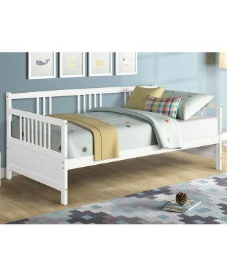 Twin Size Wooden Slats Daybed Frame Support Platform W/Rails Cherry