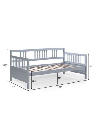 Twin Size Wooden Slats Daybed Frame Support Platform W/Rails Cherry