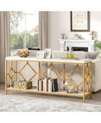 Gold Bookcase with Faux Marble, Modern Book Shelves Display Shelf, Storage Organizer for Home Office