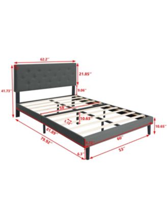 Queen Upholstered Bed Frame with Button Tufted Headboard