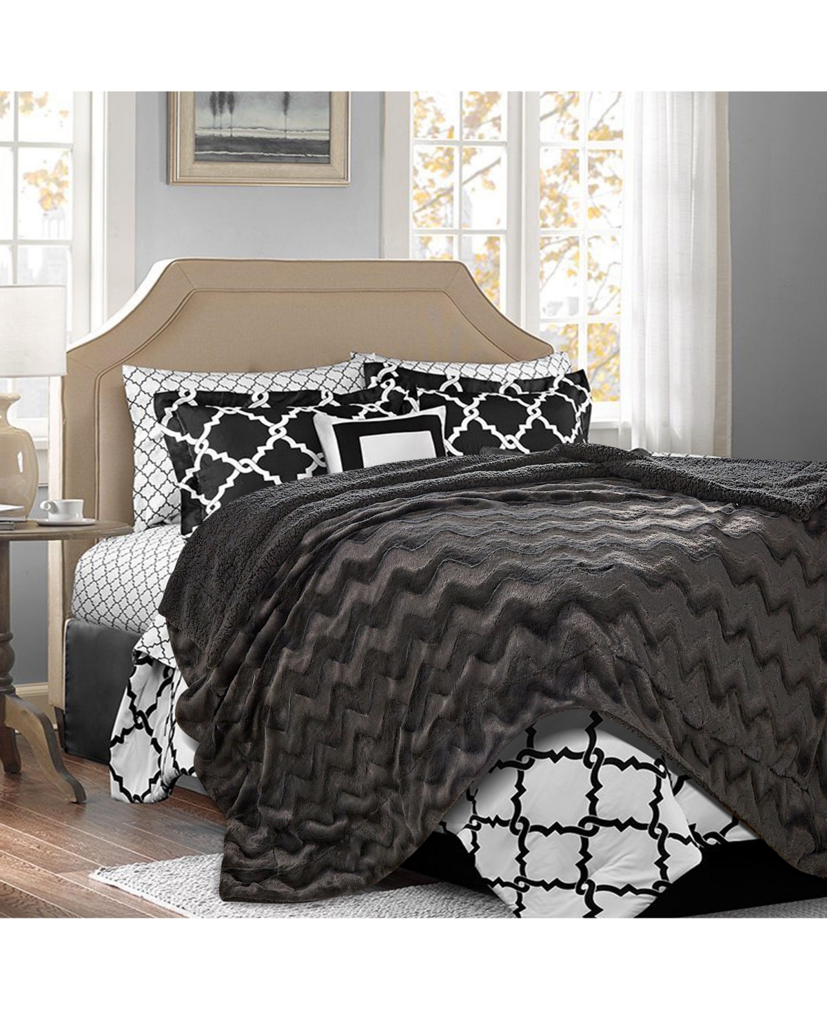 Chanasya Premium Soft Wave Faux Fur Blanket - Soft, Lightweight Reversible Sherpa & Minky Blanket - 50