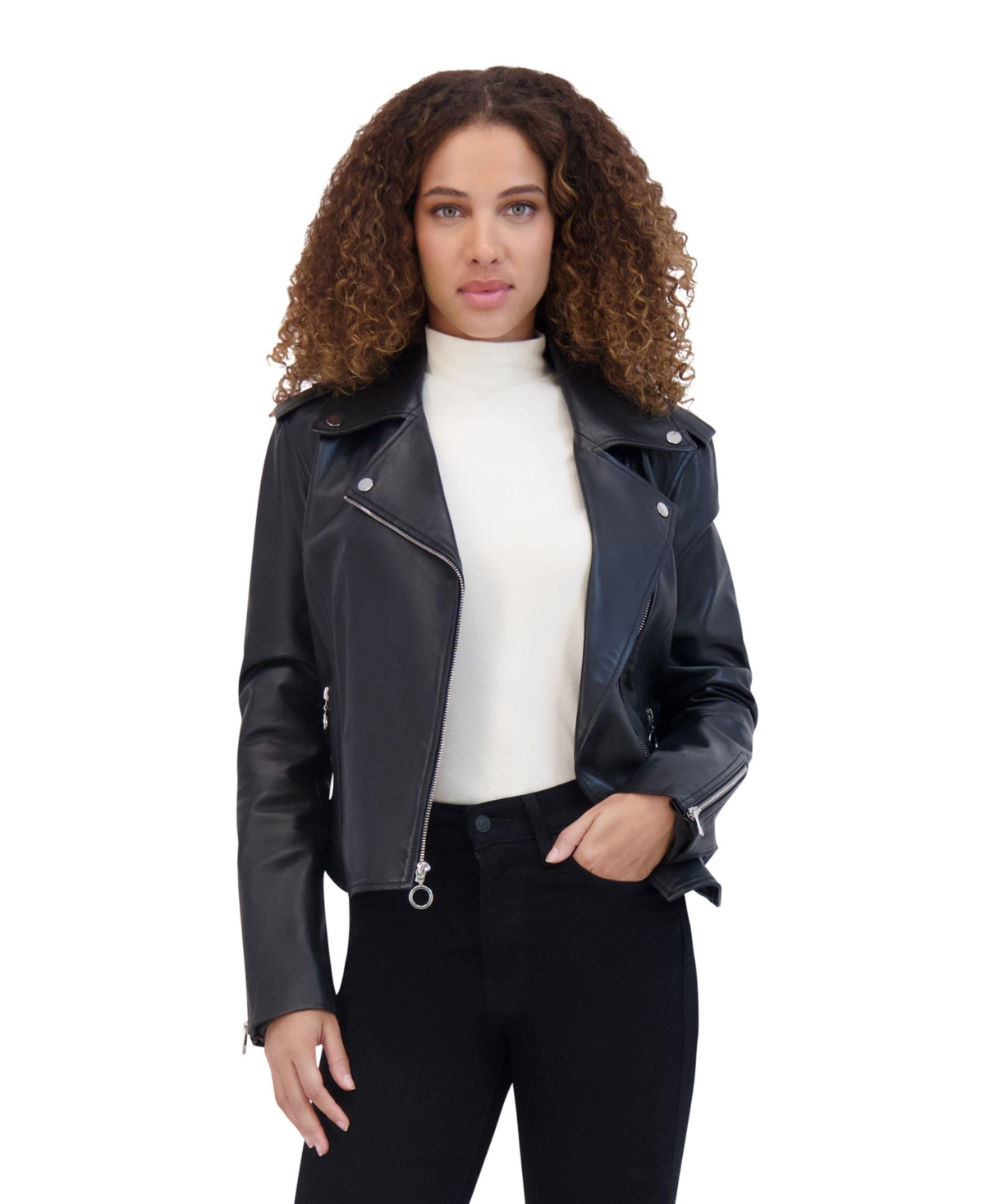 Andrew Marc Women's Bijou Asymmetrical Moto Leather Jacket