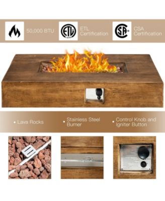 48 x 27 Inch Outdoor Gas Fire Pit Table 50 000 BTU with Lava Rocks and Cover