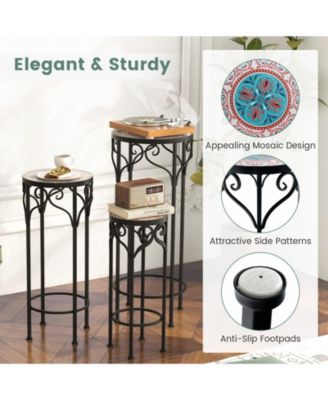 Decorative Flower Display Holder with Ceramic Top for Patio