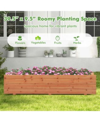 Fir Wood Planter Box with 2 Drainage Holes and 3 Bottom Crossbars