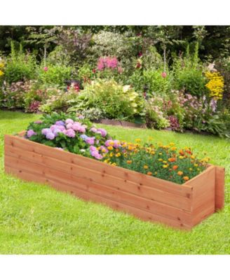 Fir Wood Planter Box with 2 Drainage Holes and 3 Bottom Crossbars