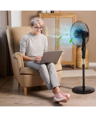 16 Inches Adjustable Height Fan with Quiet Oscillating Stand for Home and Office