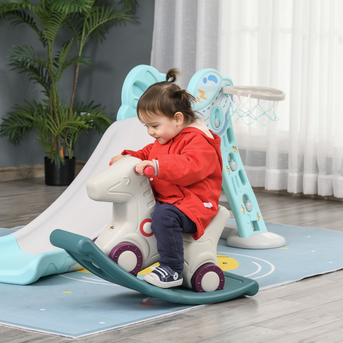 Streamdale Furniture 2-in-1 Rocking Horse and Sliding Car