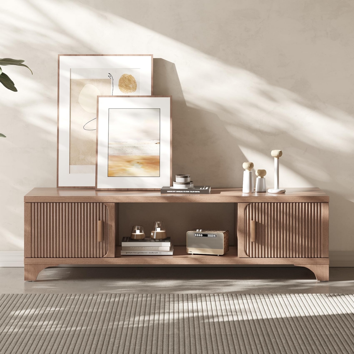 Sugift Console Table Modern Entryway Table with Durable Black Metal Frame