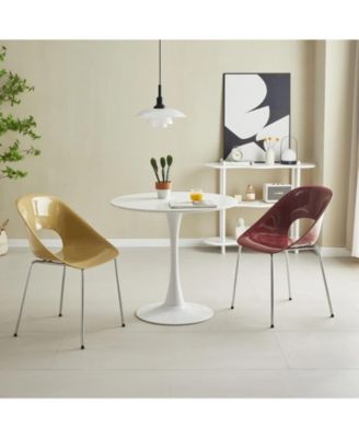 Modern MDF Top & Steel Base White Round Table