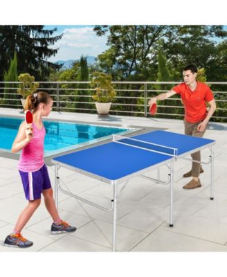 60 Inch Portable Tennis Ping Pong Folding Table with Accessories-Blue