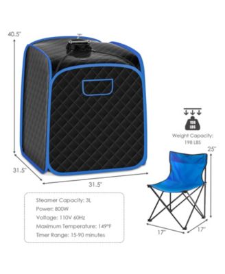 Portable Personal Steam Sauna Spa with Steamer Chair-Black