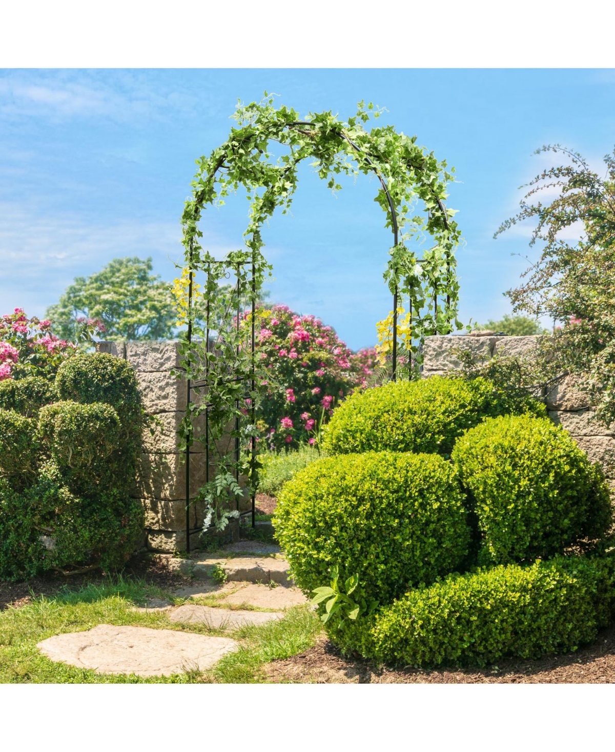 Givimo Garden Arch Arbor Trellis Patio Plant Stand Rack Archway- Black