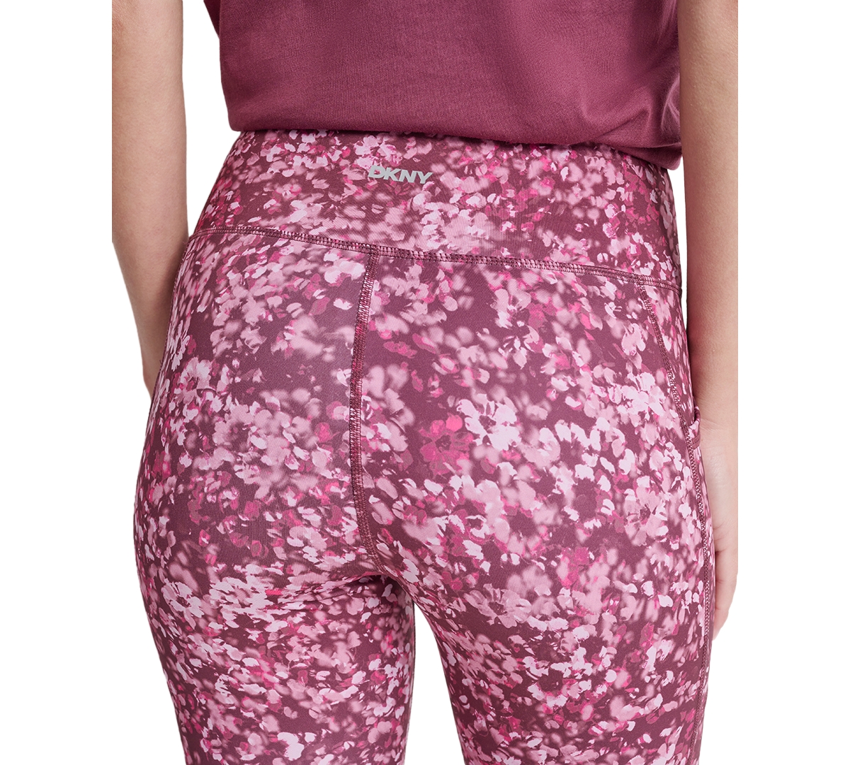 Shop Dkny Sport Women's High-rise Printed 7/8 Leggings In Burgundy Floral