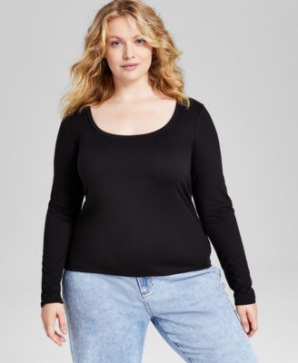 And Now This - Trendy Plus Size Scoop-Neck Long-Sleeve Jersey Top